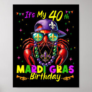 Mardi Gras 40e verjaardag Vette Dinsdag 40 jaar ou Poster