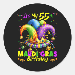 Mardi Gras 55e verjaardag Vet Dinsdag 55 jaar oud Ronde Sticker
