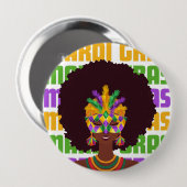 MARDI GRAS Afro Queen Ronde Button 4,0 Cm (Voorkant /achterkant)