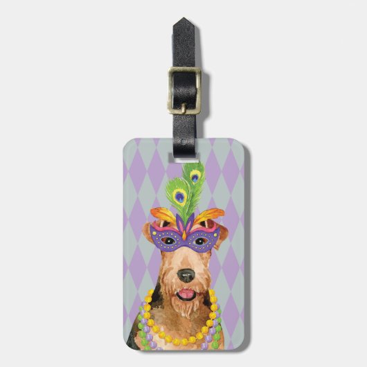 Mardi Gras Airedale Bagagelabel (Voorkant verticaal)