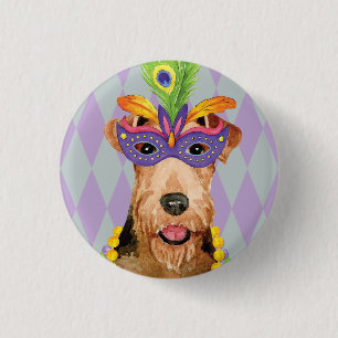 Mardi Gras Airedale Ronde Button 3,2 Cm