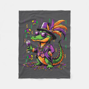 Mardi Gras Alligator Carnavalskostuum New Orleans Fleece Deken