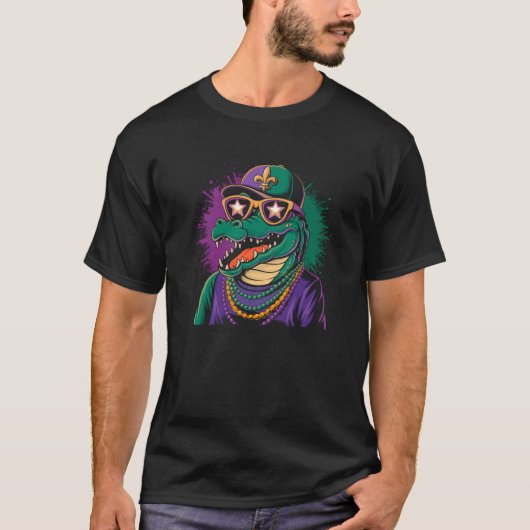 Mardi Gras Alligator Carnival Fun T-shirt (Voorkant)