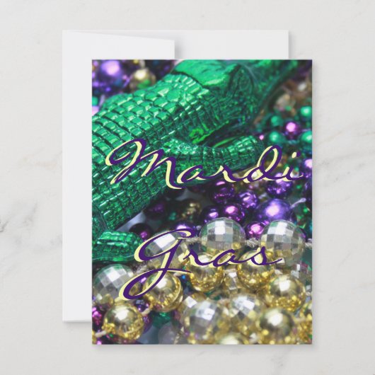 Mardi Gras Alligator Custom Party Card nodigt uit Kaart (Voorkant)