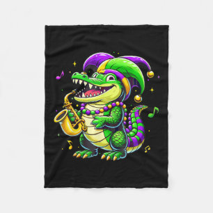 Mardi Gras Alligator Jester Hat Carnival Para Fleece Deken