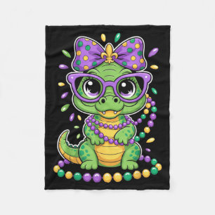 Mardi Gras Alligator Kralen Boog Kinderen Vrouwen Fleece Deken