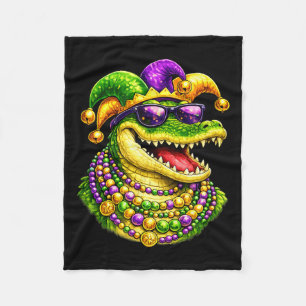 Mardi Gras Alligator, Krokodil, Kralen Fleece Deken