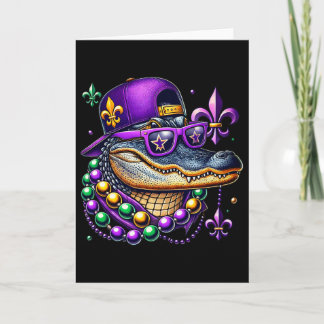 Mardi Gras Alligator Mardigator Crocodile Kids Boy Kaart