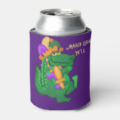 Mardi Gras Alligator met Fleur de lis Blikjeskoeler (Blikje Voorkant)