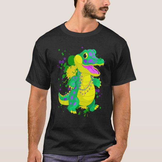 Mardi Gras Alligator Paint Splatter For Men Women  T-shirt (Voorkant)