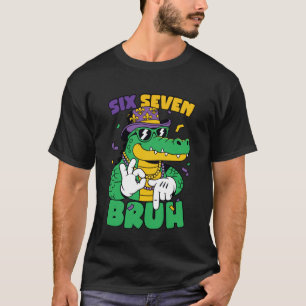 Mardi Gras Alligator Zes Zeven Bruh Grappige Gator T-shirt