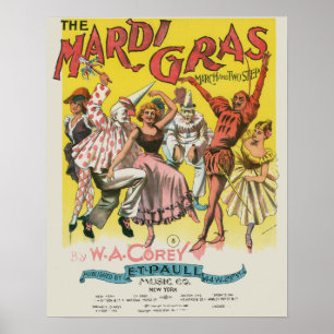 Mardi Gras Antiek Geel Poster