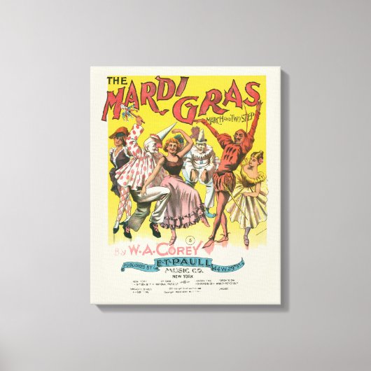 Mardi Gras Antiek Geel Poster Canvas Afdruk (Voorkant)