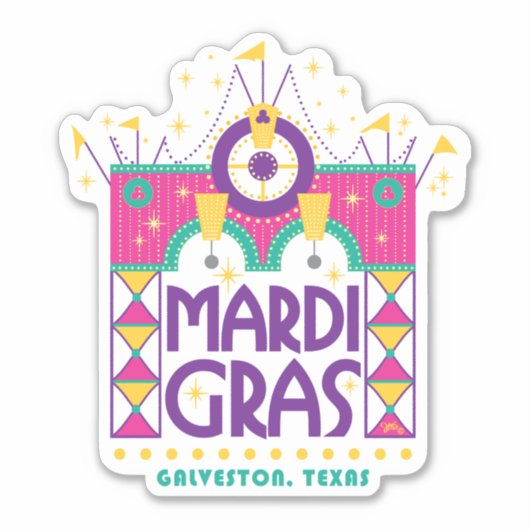Mardi Gras Arch, Galveston, Texas Sticker (Voorkant)