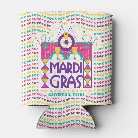 Mardi Gras Arch met kralen, Galveston, Texas Can C Blikjeskoeler (Achterkant)