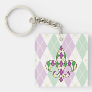 Mardi Gras Argyle Acryl Sleutelhanger