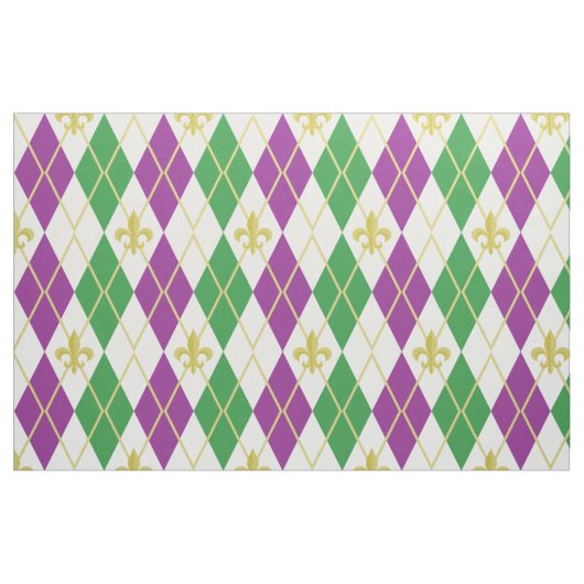 Mardi Gras Argyle Fabric Stof (Fat Quarter)