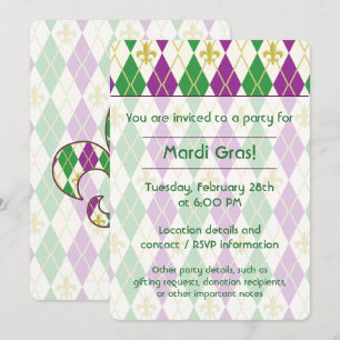 Mardi Gras Argyle Feest Uitnodiging