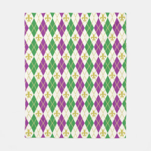 Mardi Gras Argyle Fleece Deken