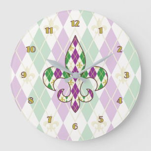 Mardi Gras Argyle Grote Klok
