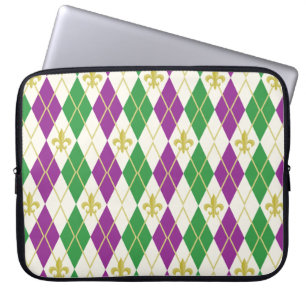 Mardi Gras Argyle laptophoes Laptop Sleeve