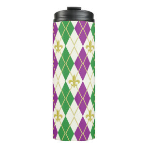 Mardi Gras Argyle Thermische Tumbler Thermosbeker
