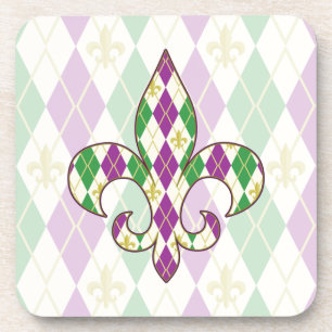 Mardi Gras Argyle Vierkant Onderzetter