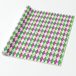 Mardi Gras Argyle Wrapping Paper Cadeaupapier
