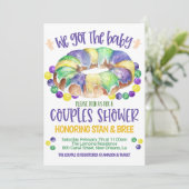 Mardi Gras Baby Couples Douche Uitnodiging (Staand voorkant)