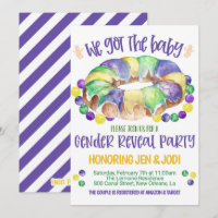 Mardi Gras Baby Genre Reveillez Invitation