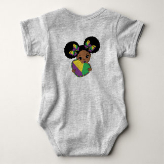 Mardi Gras Baby meisje met hart Romper