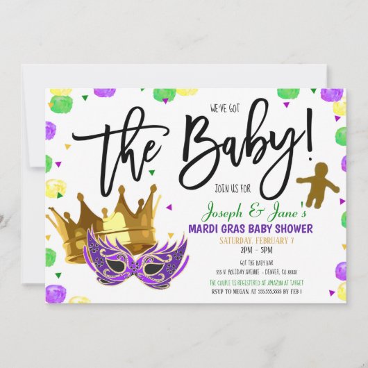 Mardi Gras Baby shower Invitation (Devant)