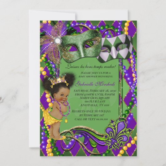 Mardi Gras Baby shower Invitation (Devant)
