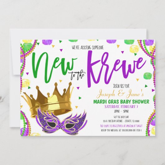 Mardi Gras Baby shower Invitation (Devant)