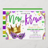 Mardi Gras Baby shower Invitation (Devant / Derrière)