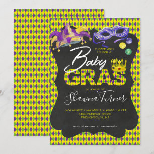 Mardi Gras Baby Shower Kaart