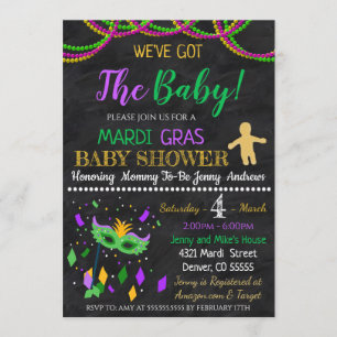 Mardi Gras Baby shower Party Invitation