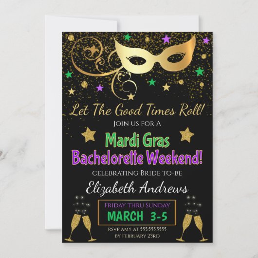 Mardi Gras Bachelorette Kaart (Voorkant)