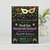 Mardi Gras Bachelorette Kaart (Staand voorkant)