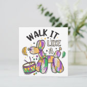 Mardi Gras Balloon Dog Feestdagenkaart (Staand voorkant)