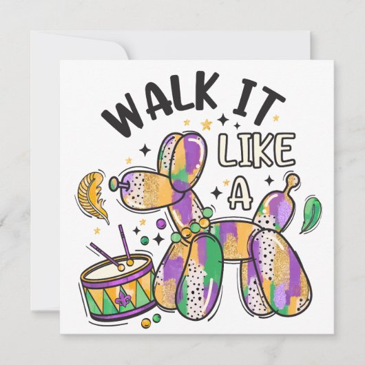 Mardi Gras Balloon Dog Feestdagenkaart (Voorkant)