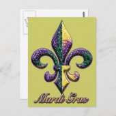 Mardi Gras bead Fleur de lis 2 Briefkaart (Voorkant / Achterkant)