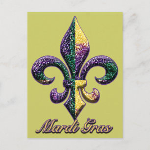 Mardi Gras bead Fleur de lis 2 Briefkaart