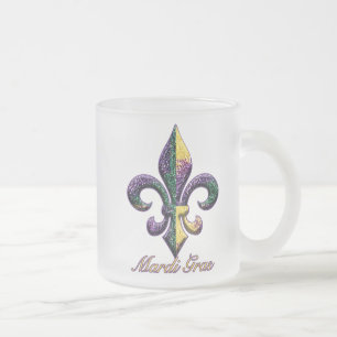 Mardi Gras bead Fleur de lis 2 Matglas Koffiemok