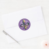Mardi Gras bead Fleur de lis 2 Ronde Sticker (Envelop)