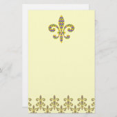 Mardi Gras bead Fleur de lis Briefpapier (Voorkant / Achterkant)