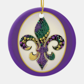 Mardi Gras Bead Fleur de lis Keramisch Ornament