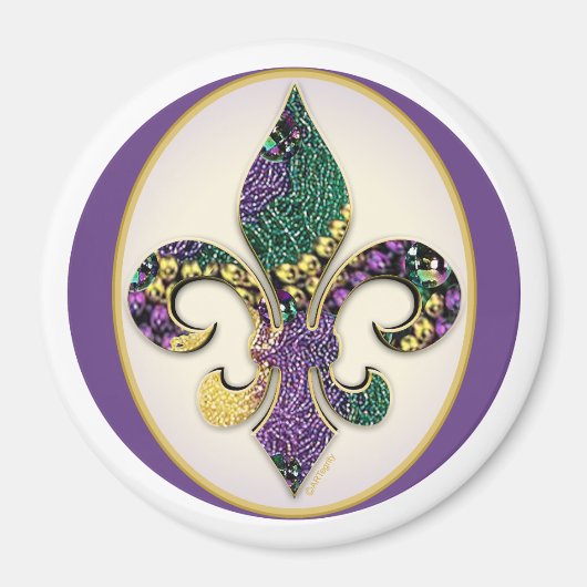 Mardi Gras Bead Fleur de lis Magneet (Voorkant)