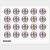 Mardi Gras Bead Fleur de lis Ronde Sticker (Vel)