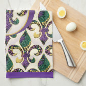 Mardi Gras Bead Fleur de lis Theedoek (Quarter Fold)